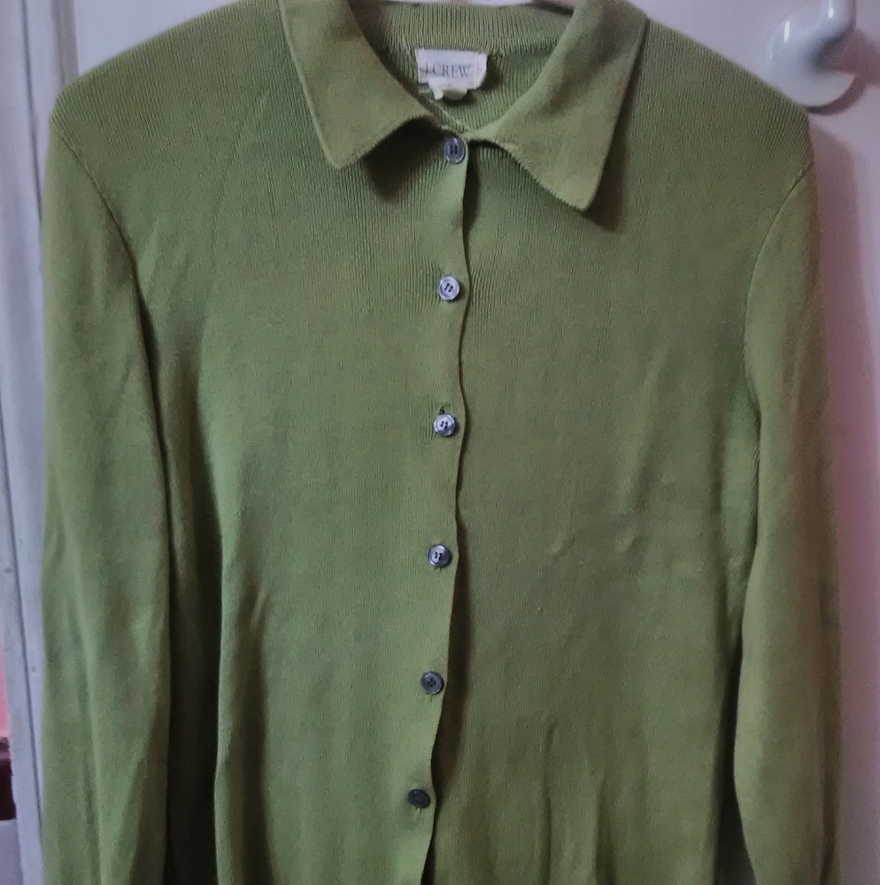 Button-down lime green sweater shirt by j.Crew